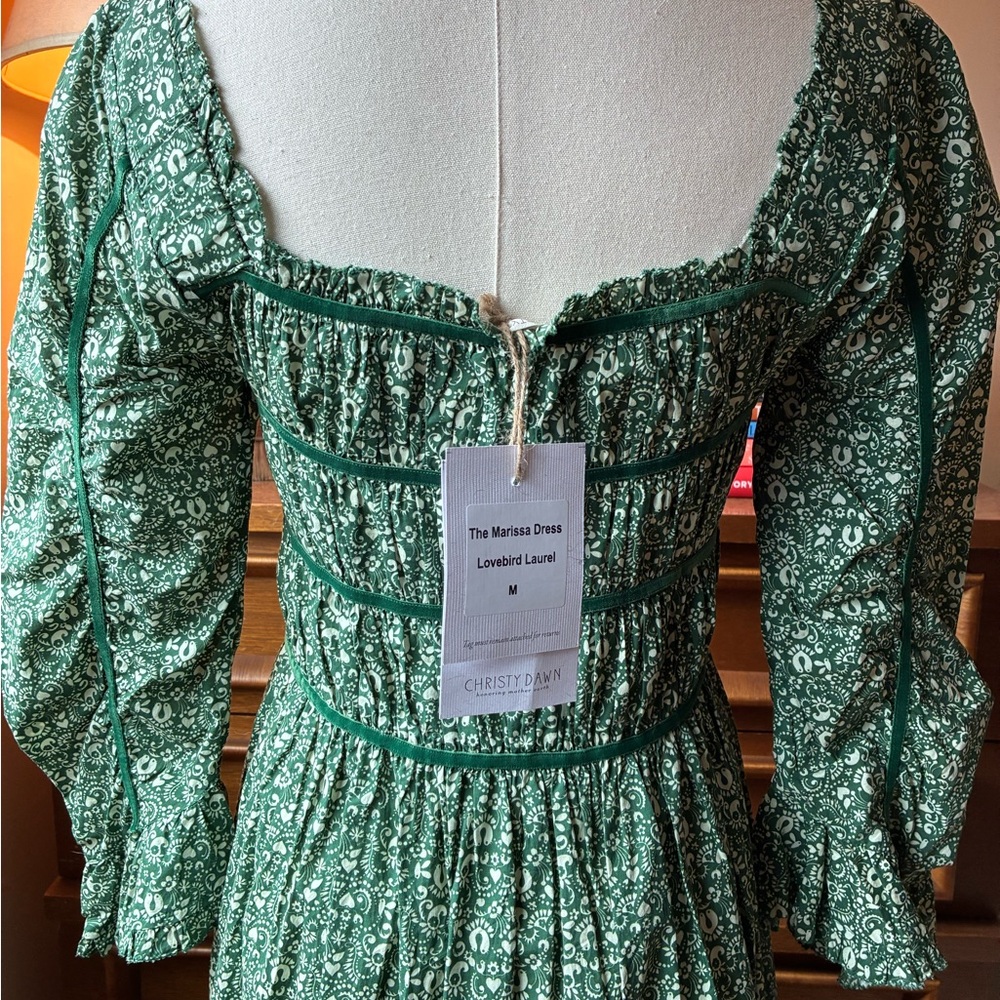 Christy Dawn Marissa Forest Green Floral Dress Lovebird Laurel Medium - Picture 8 of 10